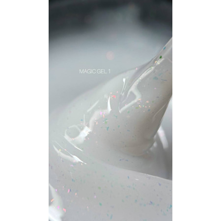 Гель для нарощування Saga Professional Magic Builder Gel 01 молочний з пластівцями потали 15 мл